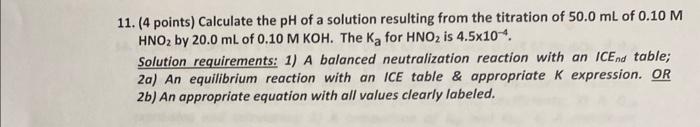 Solved 11. (4 points) Calculate the pH of a solution | Chegg.com