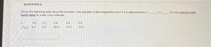 Solved QUESTION 6 Given the following data about the | Chegg.com