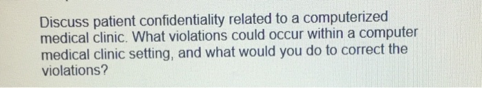 Solved Discuss patient confidentiality related to a | Chegg.com