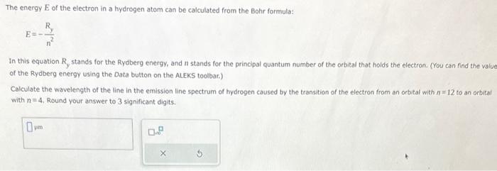 Solved The energy E of the electron in a hydrogen atom can | Chegg.com