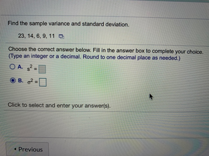 Solved Find the sample variance and standard deviation. 23, | Chegg.com