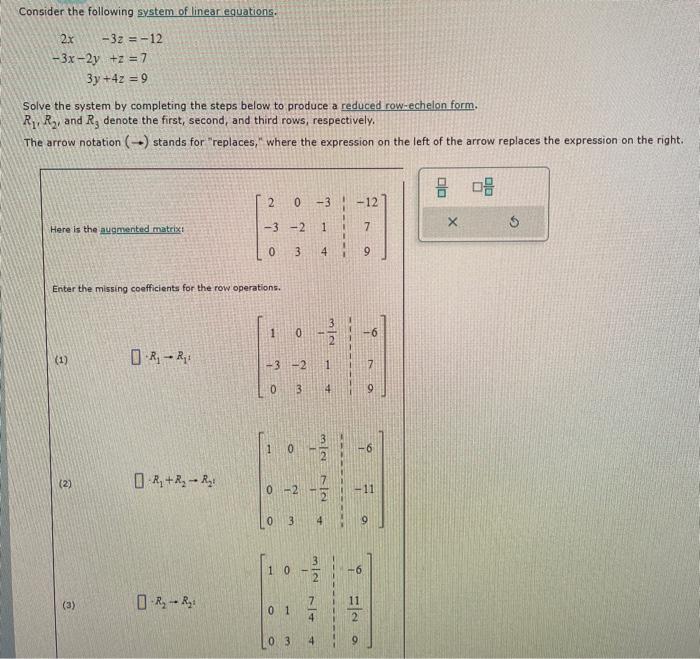 Solved Consider the following system of linear equations. | Chegg.com