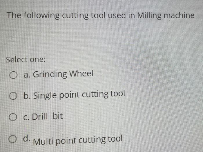 Solved The following cutting tool used in Milling machine | Chegg.com