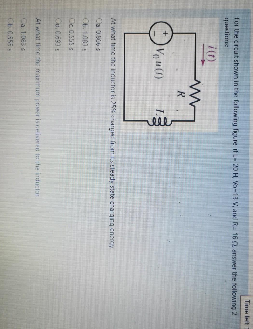 Solved Time left For the circuit shown in the following | Chegg.com