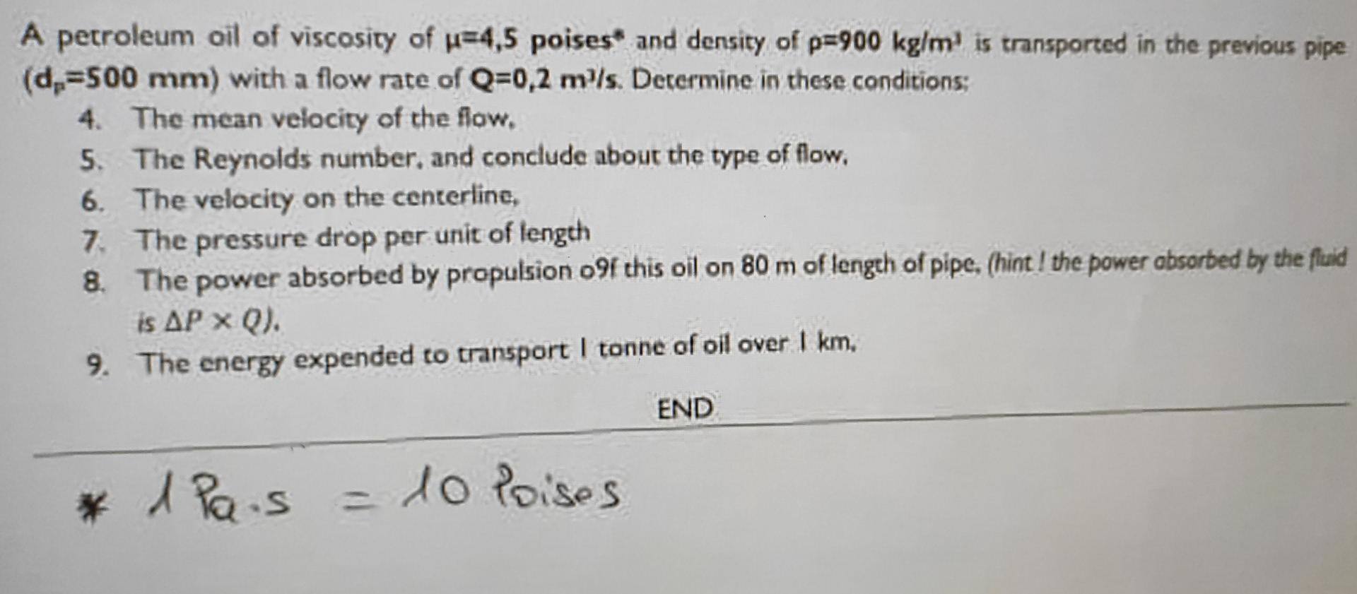 Solved A Petroleum Oil Of Viscosity Of H=4,5 Poises And | Chegg.com