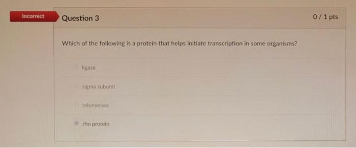 Solved Incorrect Question 3 0/1 pts Which of the following | Chegg.com