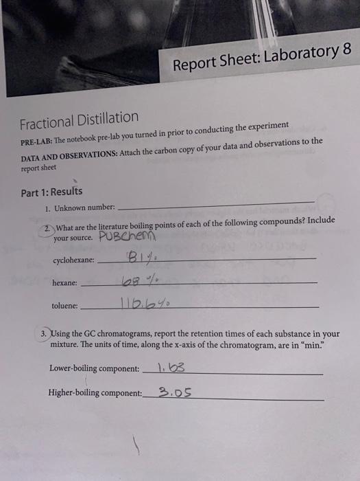 Solved Simple Distillation PRELAB The notebook prelab you