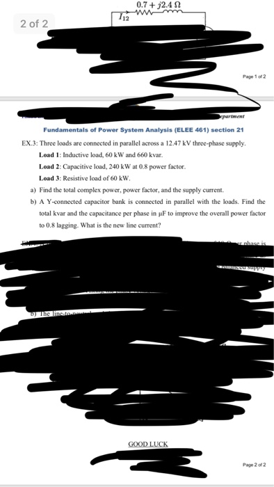 Solved 0.7 + 12.4 12 2 of 2 partment Fundamentals of Power | Chegg.com