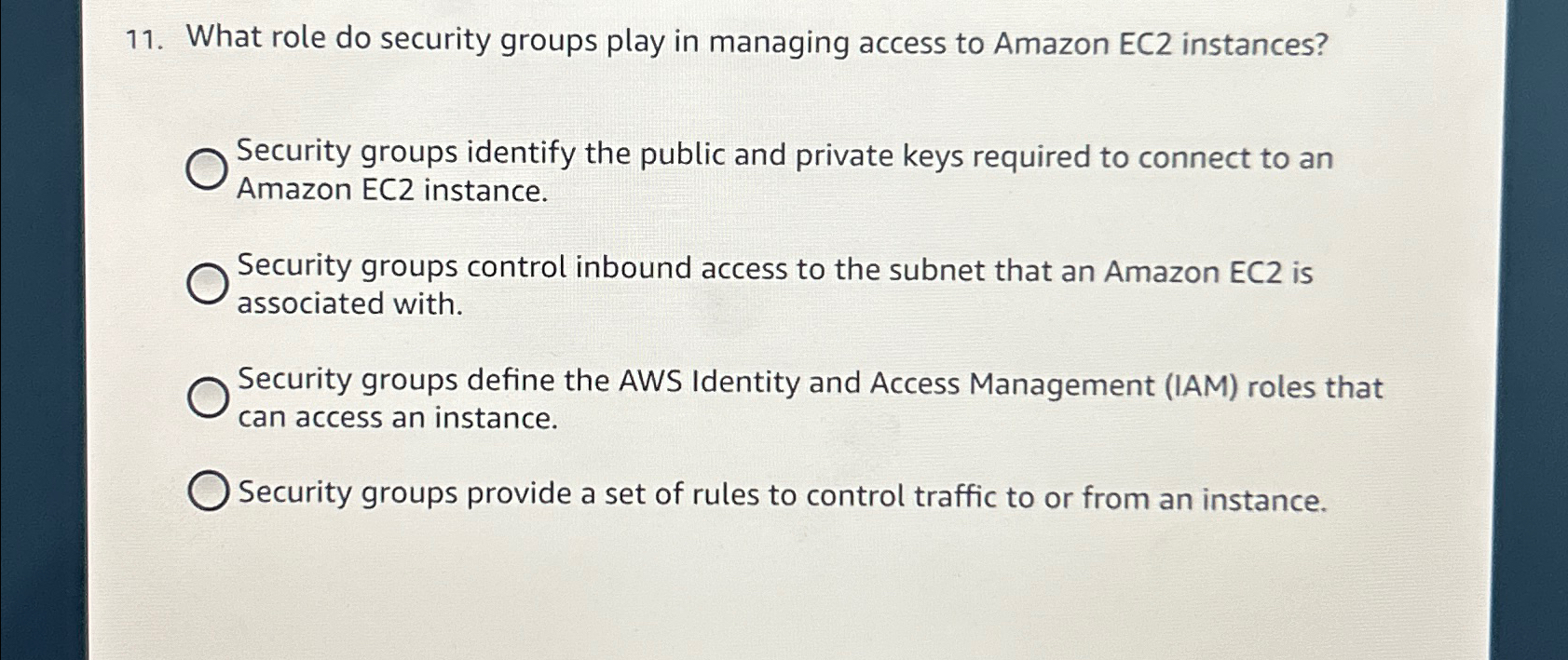 Solved What role do security groups play in managing access | Chegg.com