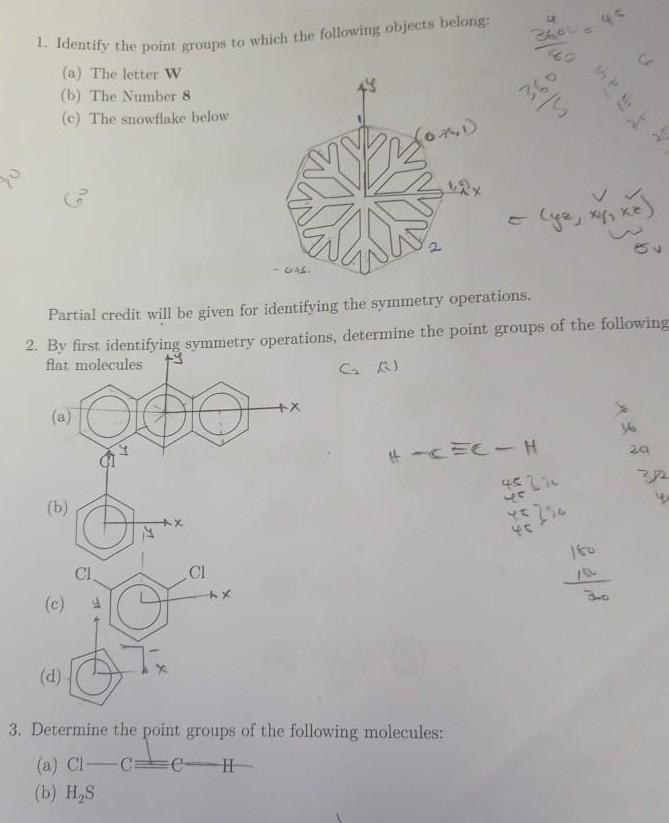 Solved 1. Identify the point groups to which the following | Chegg.com