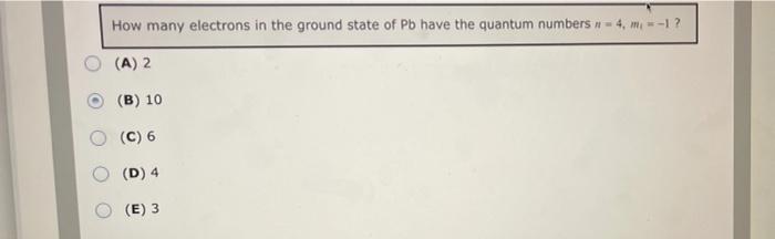 Solved How many electrons in the ground state of Pb have the | Chegg.com