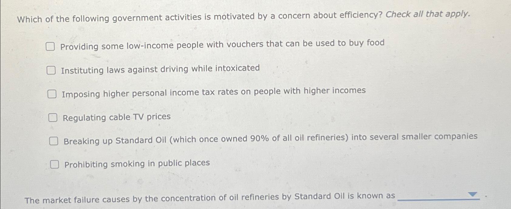 Solved Which of the following government activities is | Chegg.com