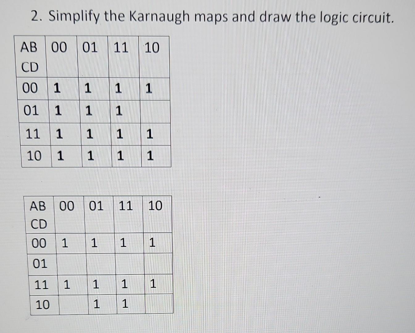 Solved 2 Simplify The Karnaugh Maps And Draw The Logic Chegg Com   Image 