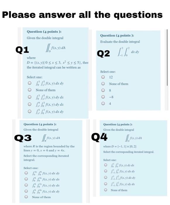 Solved Please answer all the questions Question (4 points): | Chegg.com