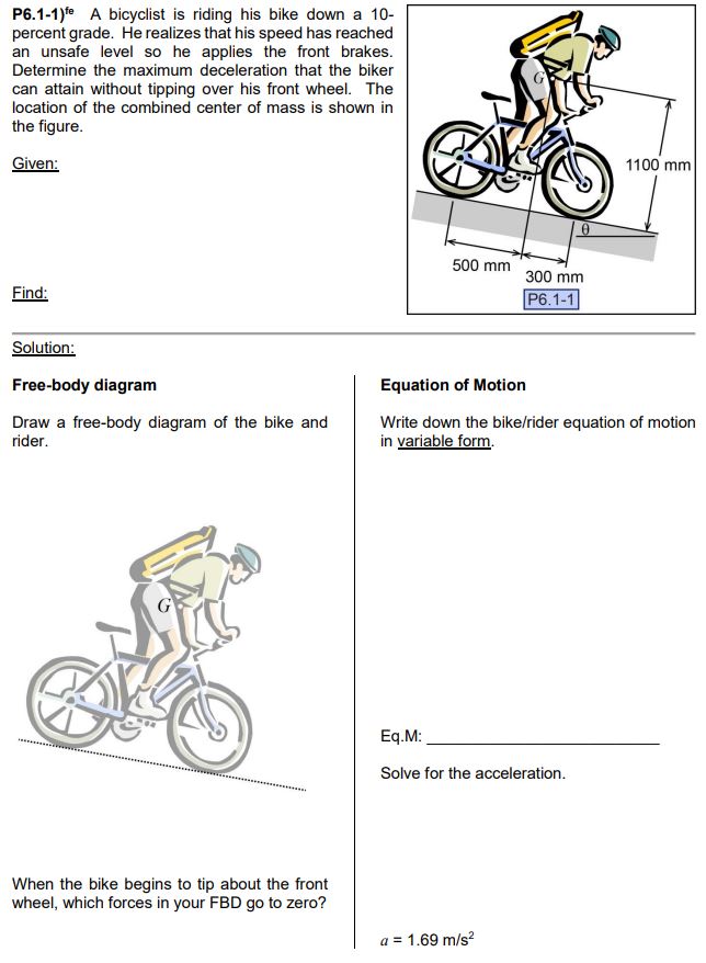 Solved FILL OUT WORKSHEET. A bicyclist is riding his bike | Chegg.com