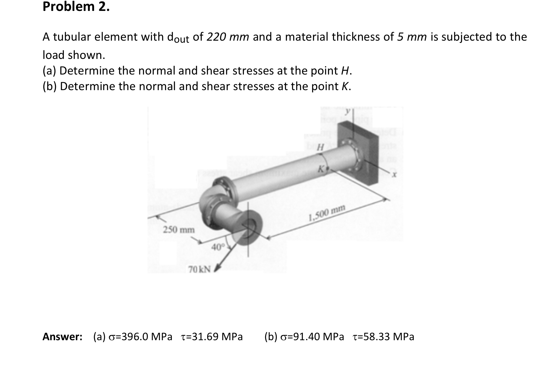 Problem 2.A tubular element with dout ﻿of 220mm ﻿and | Chegg.com