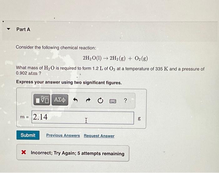 Solved Consider The Following Chemical Reaction: | Chegg.com