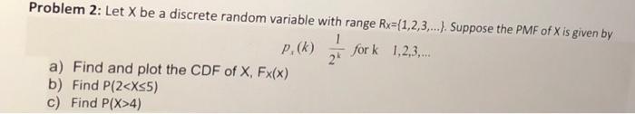 Solved Problem 2: Let X be a discrete random variable with | Chegg.com