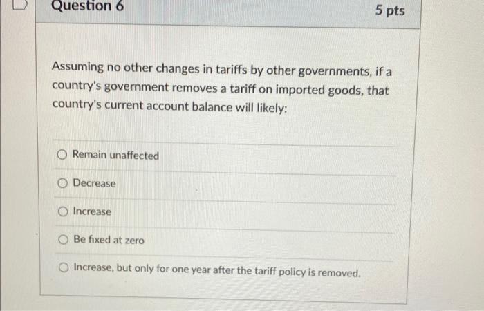 Solved Assuming no other changes in tariffs by other | Chegg.com