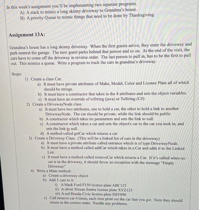 In this week's assignment you'll be implementing two | Chegg.com