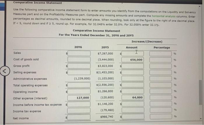 Solved Comparative Income Statement Use the following | Chegg.com