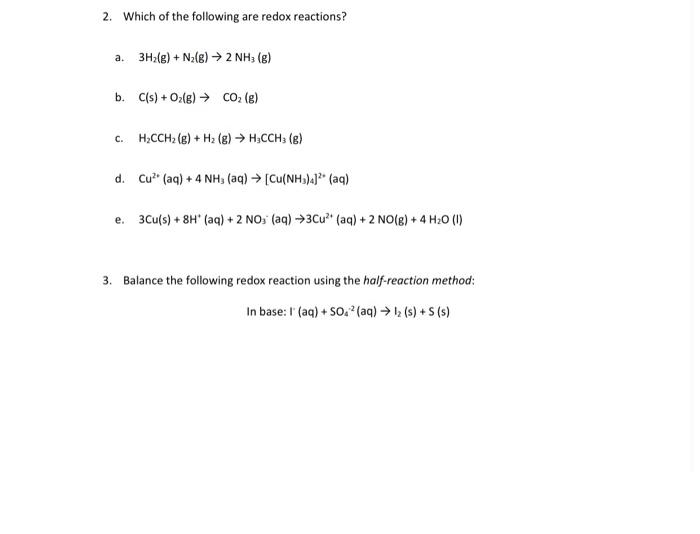 Solved An oxidation-reduction (redox) reaction is a type of | Chegg.com