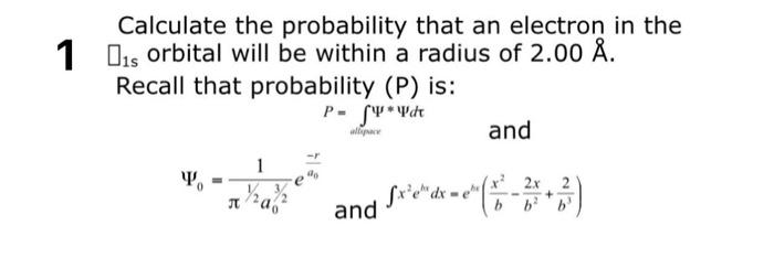 Solved 1 Calculate the probability that an electron in the | Chegg.com