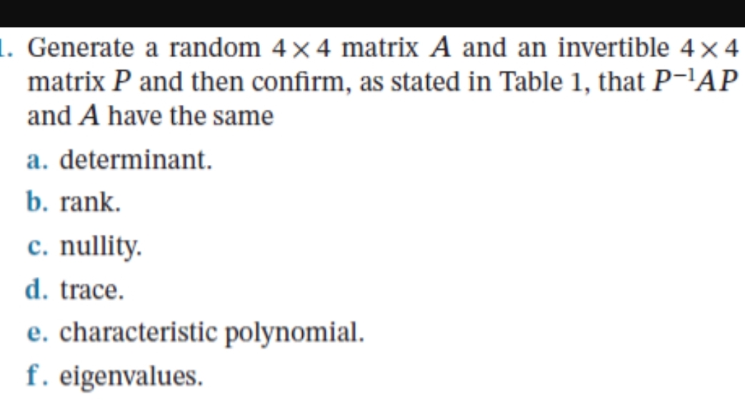 Solved Generate a random 4×4 ﻿matrix A and an invertible 4×4 | Chegg.com