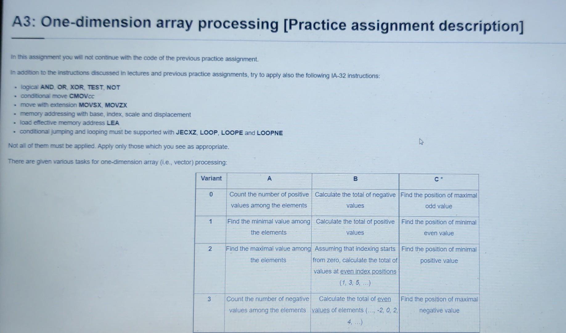 Solved A3: One-dimension array processing [Practice | Chegg.com