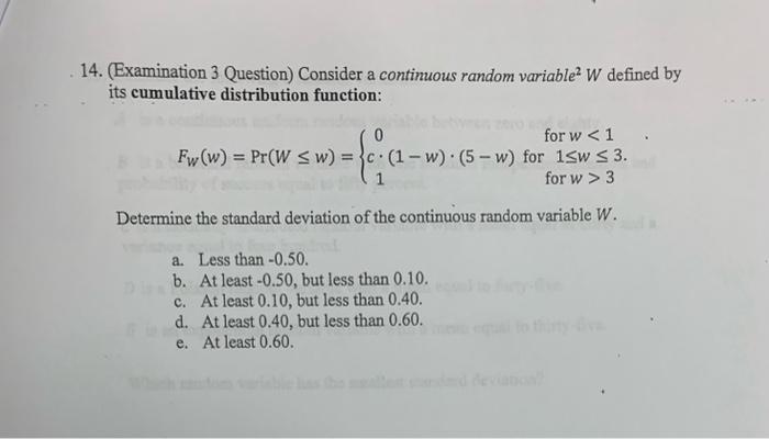 Solved Examination Question Consider A Continuous Chegg Com