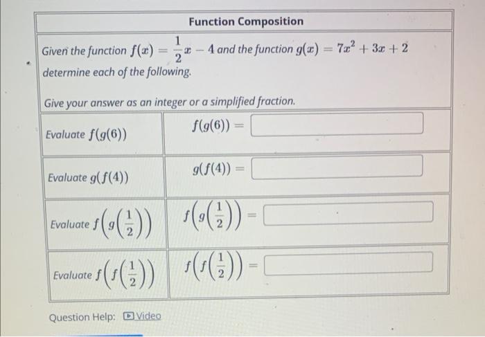 Solved Function Composition Given the function f(x)=21x−4 | Chegg.com