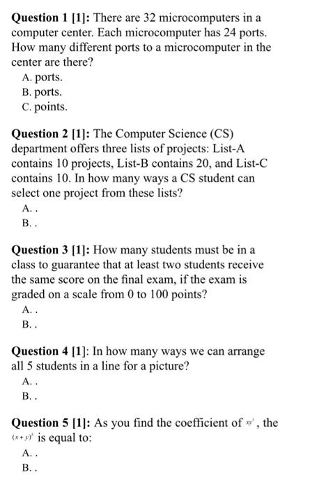 Solved Question 1 (1): There are 32 microcomputers in a | Chegg.com
