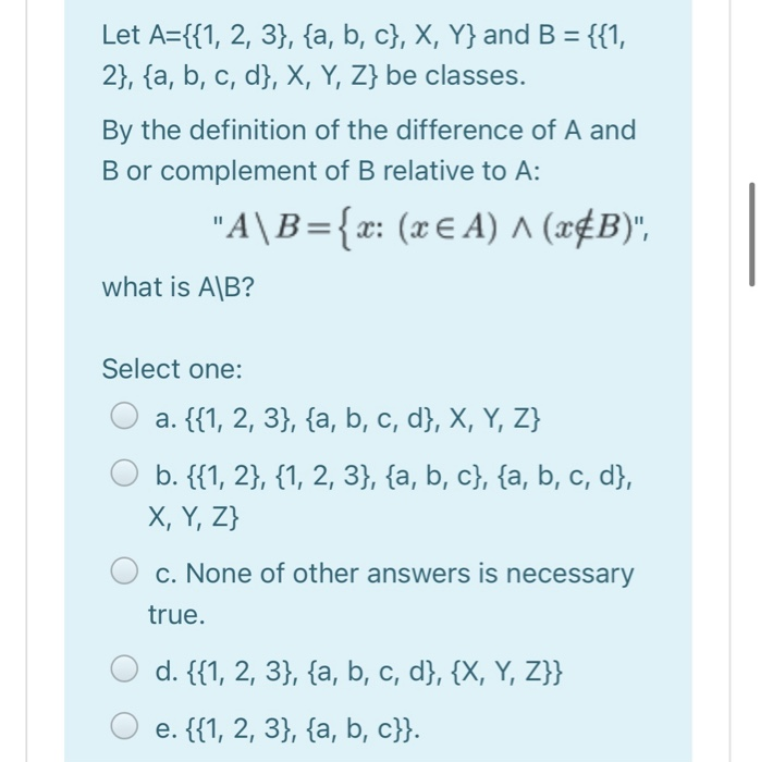 Solved Let A 1 2 3 A B C X Y And B 1 2 Chegg Com