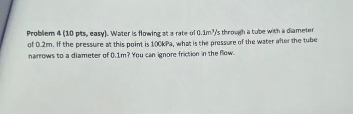 Solved Problem 4 (10 pts, easy). Water is flowing at a rate | Chegg.com