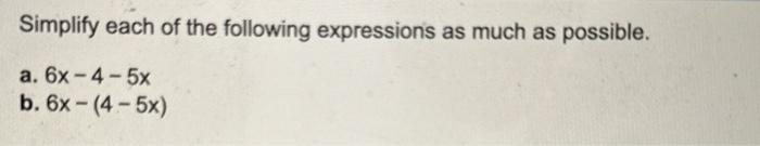 Solved Simplify each of the following expressions as much as | Chegg.com