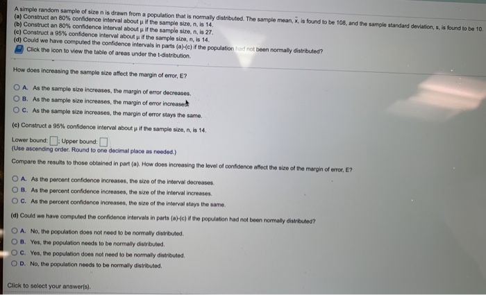 Solved A simple random sample of size n is drawn from a | Chegg.com