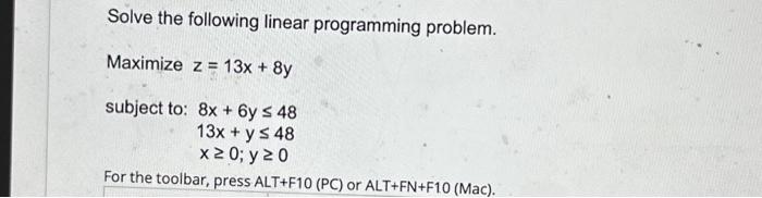 Solved Solve The Following Linear Programming Problem. | Chegg.com