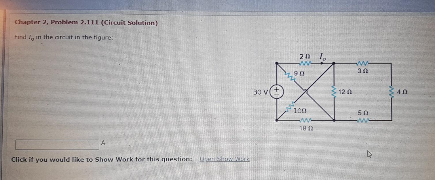 Solved Chapter 2, Problem 2.111 (Circuit Solution) Find I, | Chegg.com