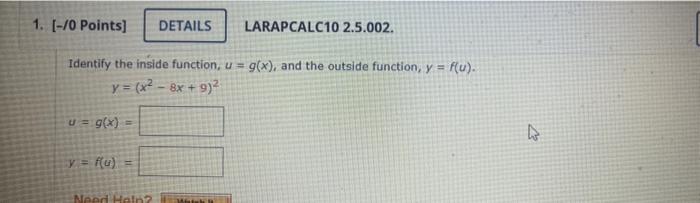 Solved 1. [-10 Points] DETAILS LARAPCALC10 2.5.002. Identify | Chegg.com