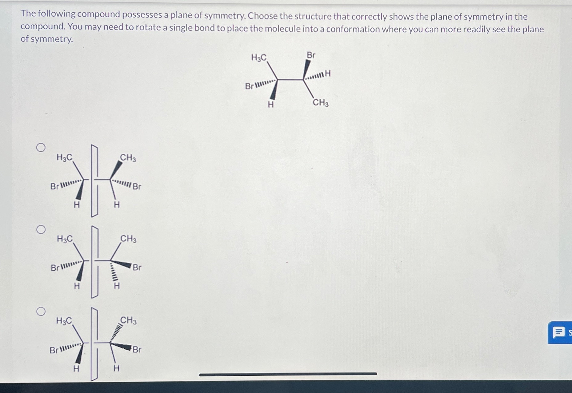 Solved The following compound possesses a plane of symmetry. | Chegg.com