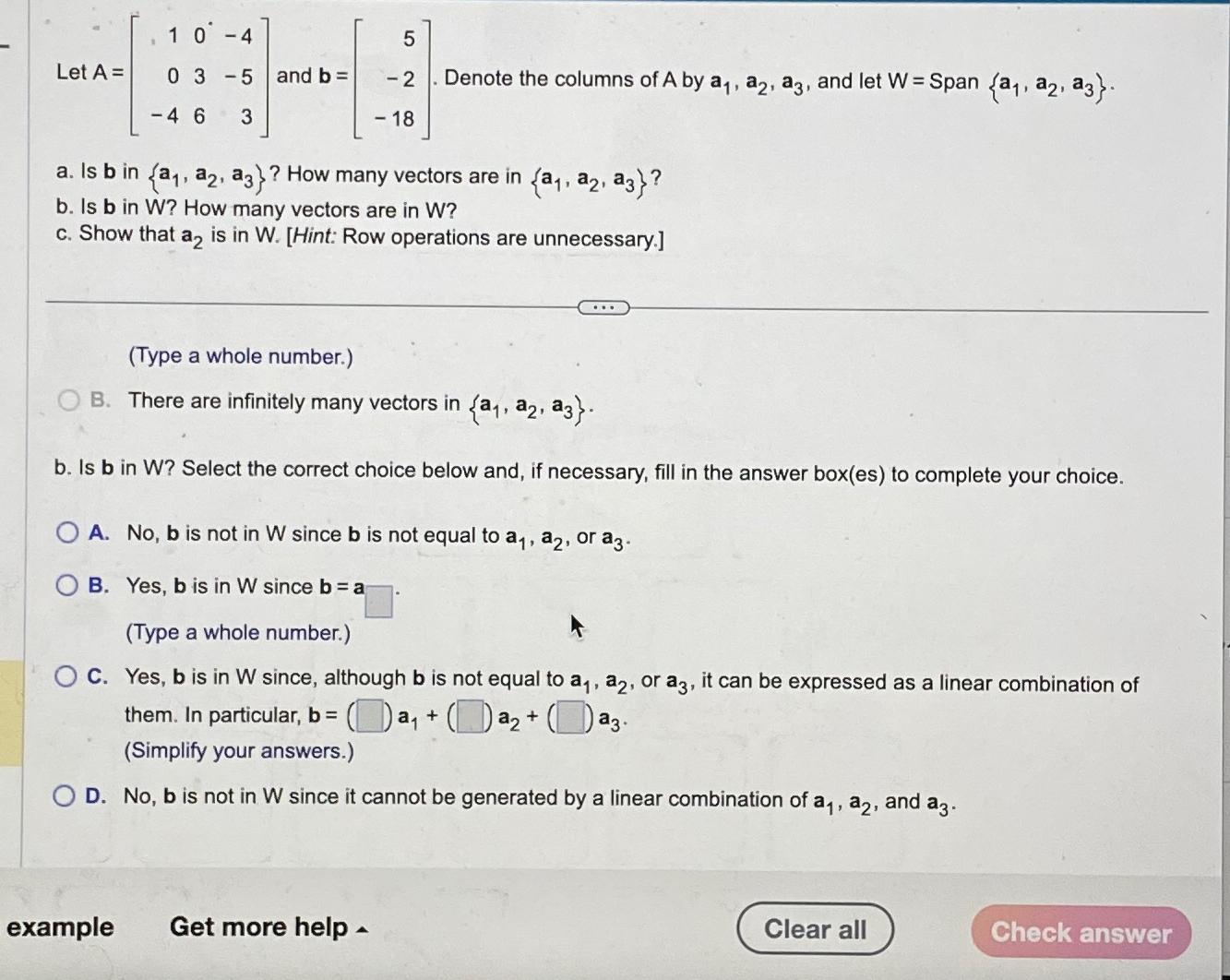Solved Let A=[10-403-5-463] ﻿and b=[5-2-18]. ﻿Denote the | Chegg.com