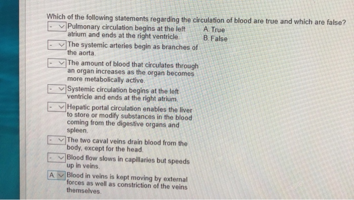 Which Of The Following Statements Is True About Blood Solved Which of the following statements regarding the | Chegg.com