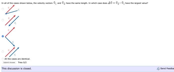 Solved In all of the cases shown below, the velocity vectors | Chegg.com
