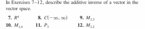 Solved In Exercises 7-12, ﻿describe the additive inverse of | Chegg.com