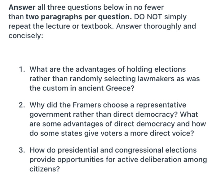 Solved Answer all three questions below in no fewer than two Chegg com
