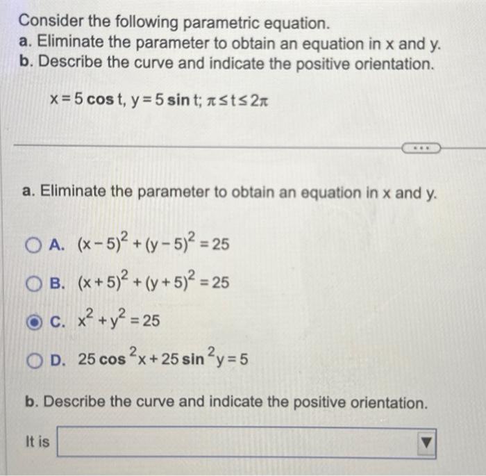 Solved I Know Its A Circle But Which Answer Choice Is | Chegg.com