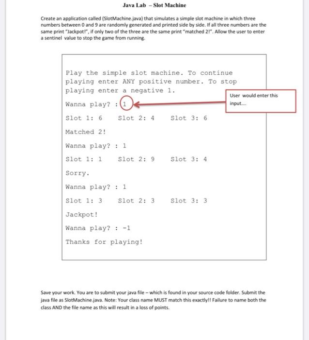 Slot Machine Code Java
