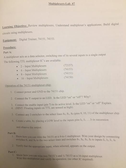 Solved Multiplexery-Lab MZ Learning Objective: Review | Chegg.com