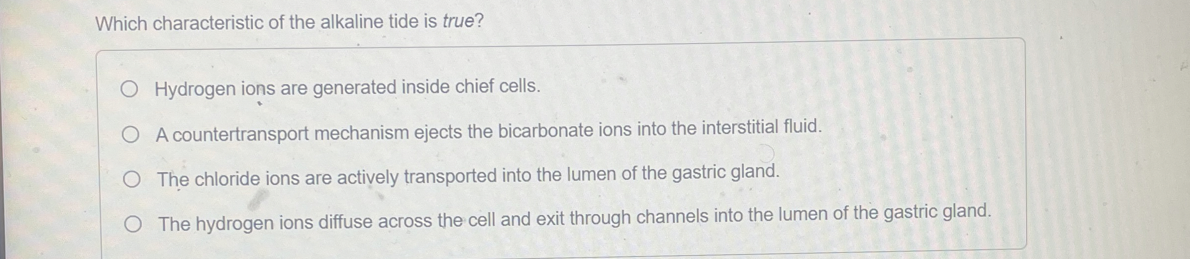 Solved Which characteristic of the alkaline tide is
