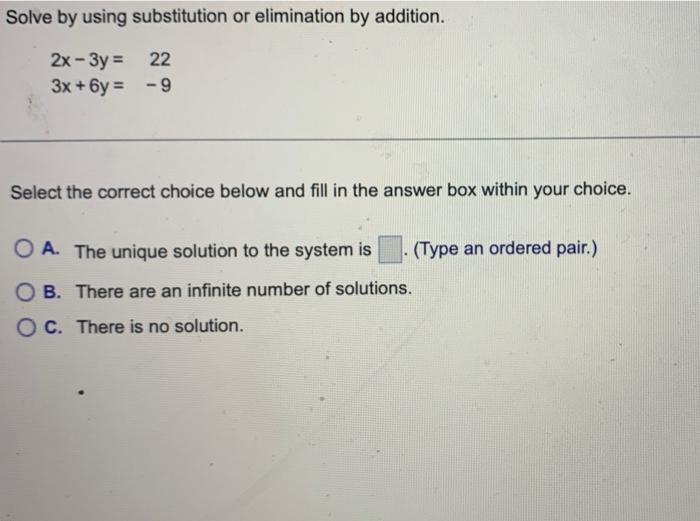 Solved Solve by using substitution or elimination by | Chegg.com